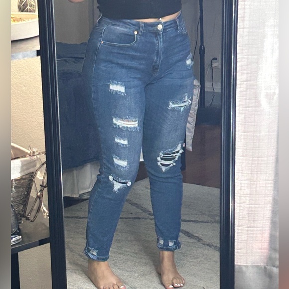 Wax Jean Denim - medium wash size 9/29 blue ripped jeans